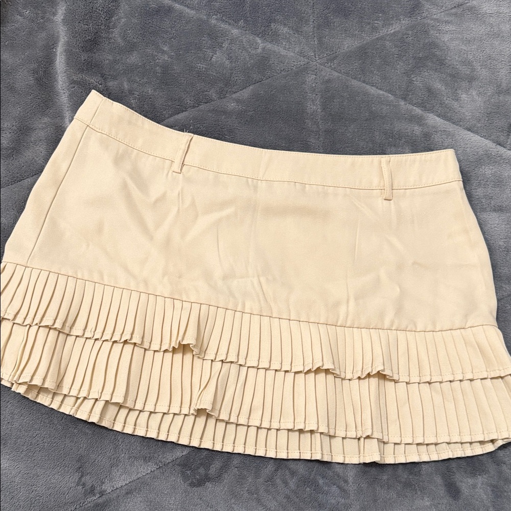 Fashion Nova Beige Ruffled Mini Skirt
